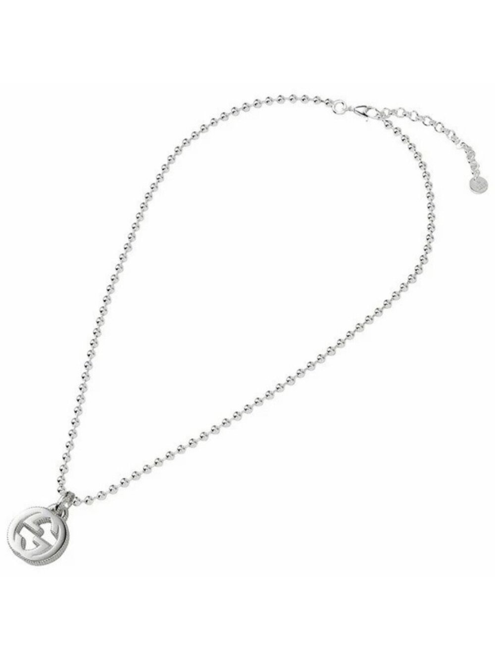 NEW GUCCI SILVER Necklace Interlocking G 100% Authentic